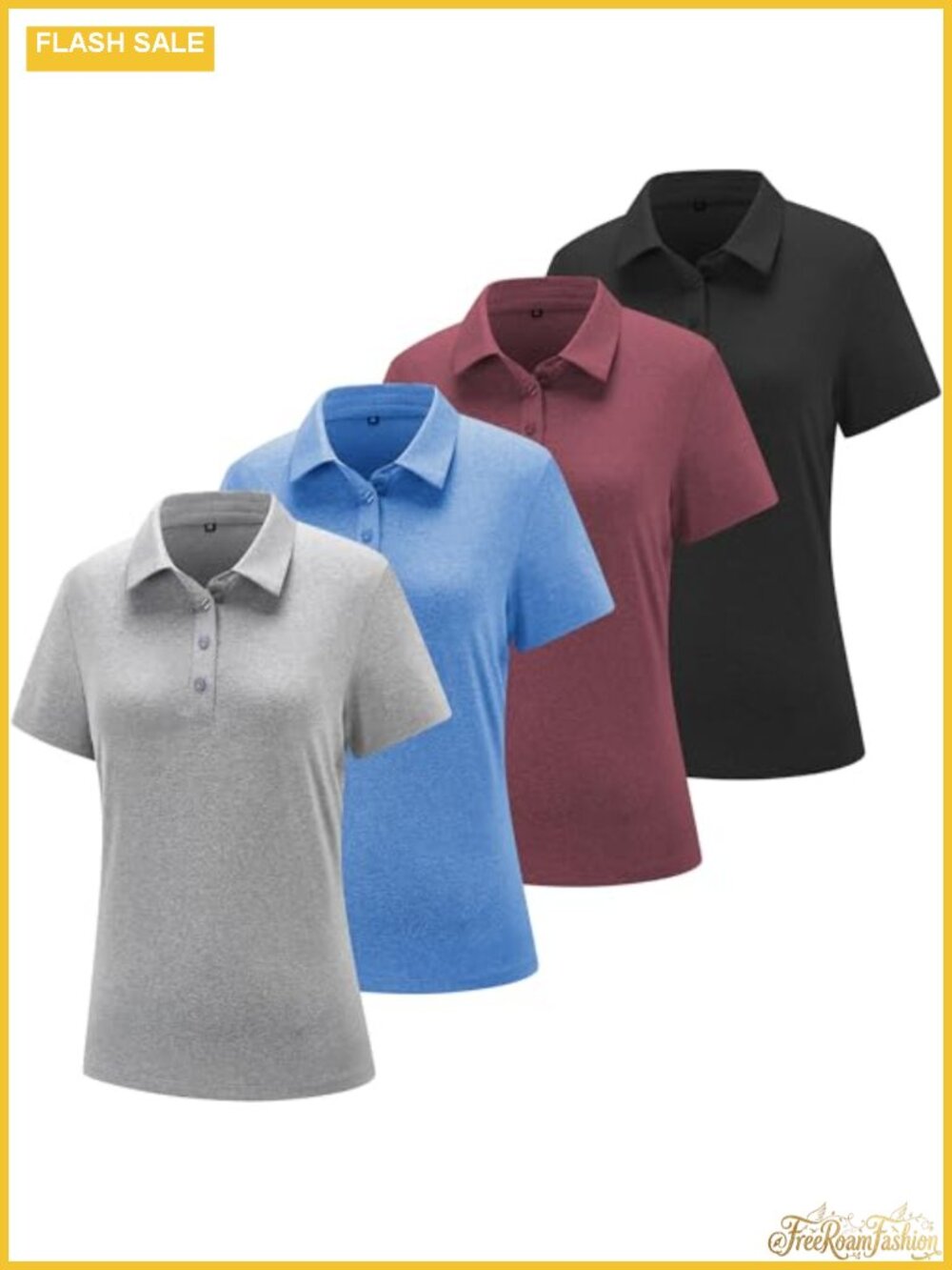 Women's Polo Golf Shirt Short Sleeve Collared Button Athletic Top